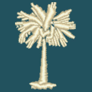 Polo Shirt - 100% Organic Cotton with 35mm Palm Tree Embroidered (Pale Yellow Thread) Design