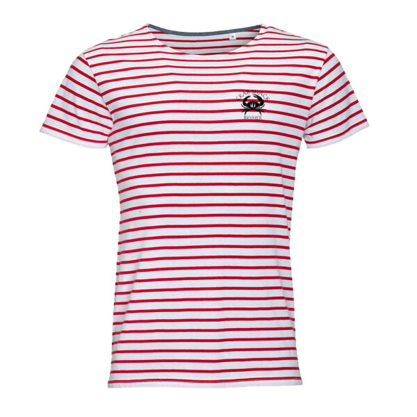 Breton T Shirt in Red / White with Crab Shack logo Thumbnail