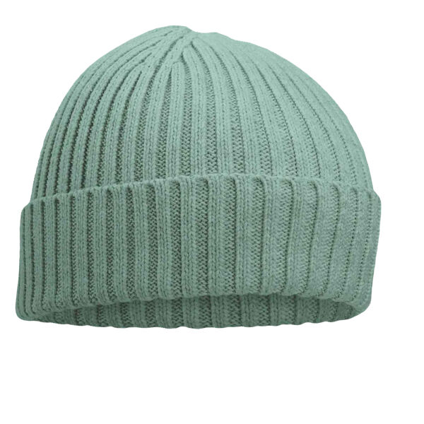 Kids Organic Cotton Beanie with Hell Bay Hem Tab showing Text Thumbnail