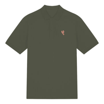 Polo Shirt - 100% Organic Cotton with 40mm Embroidered Lobster (Pink Thread) Thumbnail