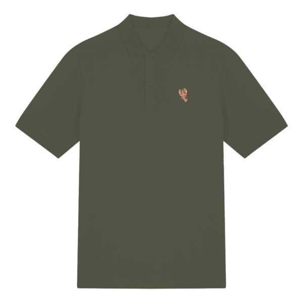Polo Shirt - 100% Organic Cotton with 40mm Embroidered Lobster (Pink Thread) Thumbnail