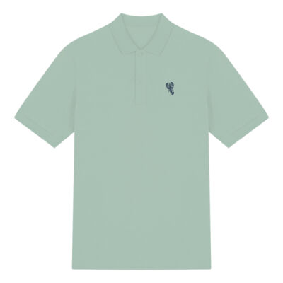 Polo Shirt - 100% Organic Cotton with 40mm Embroidered Lobster (Navy Thread) Thumbnail