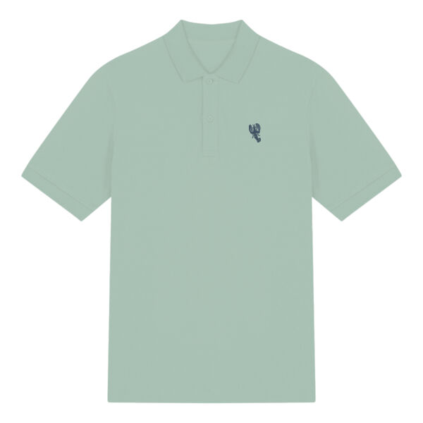 Polo Shirt - 100% Organic Cotton with 40mm Embroidered Lobster (Navy Thread) Thumbnail