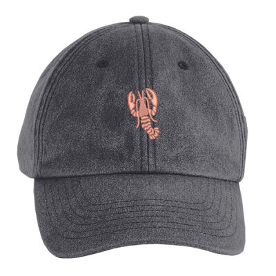 Vintage Low Profile Cap with Lobster Embroidered Pink Logo Thumbnail