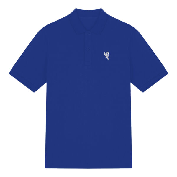 Polo Shirt - 100% Organic Cotton with 40mm Embroidered Lobster (Grey Thread) Thumbnail