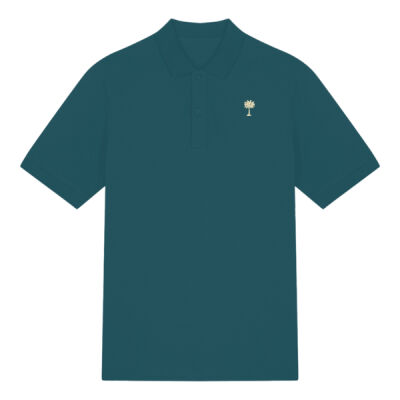 Polo Shirt - 100% Organic Cotton with 35mm Palm Tree Embroidered (Pale Yellow Thread) Thumbnail